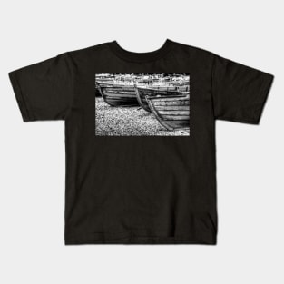 Derwentwater Wooden Rowing Boats Black And White Kids T-Shirt